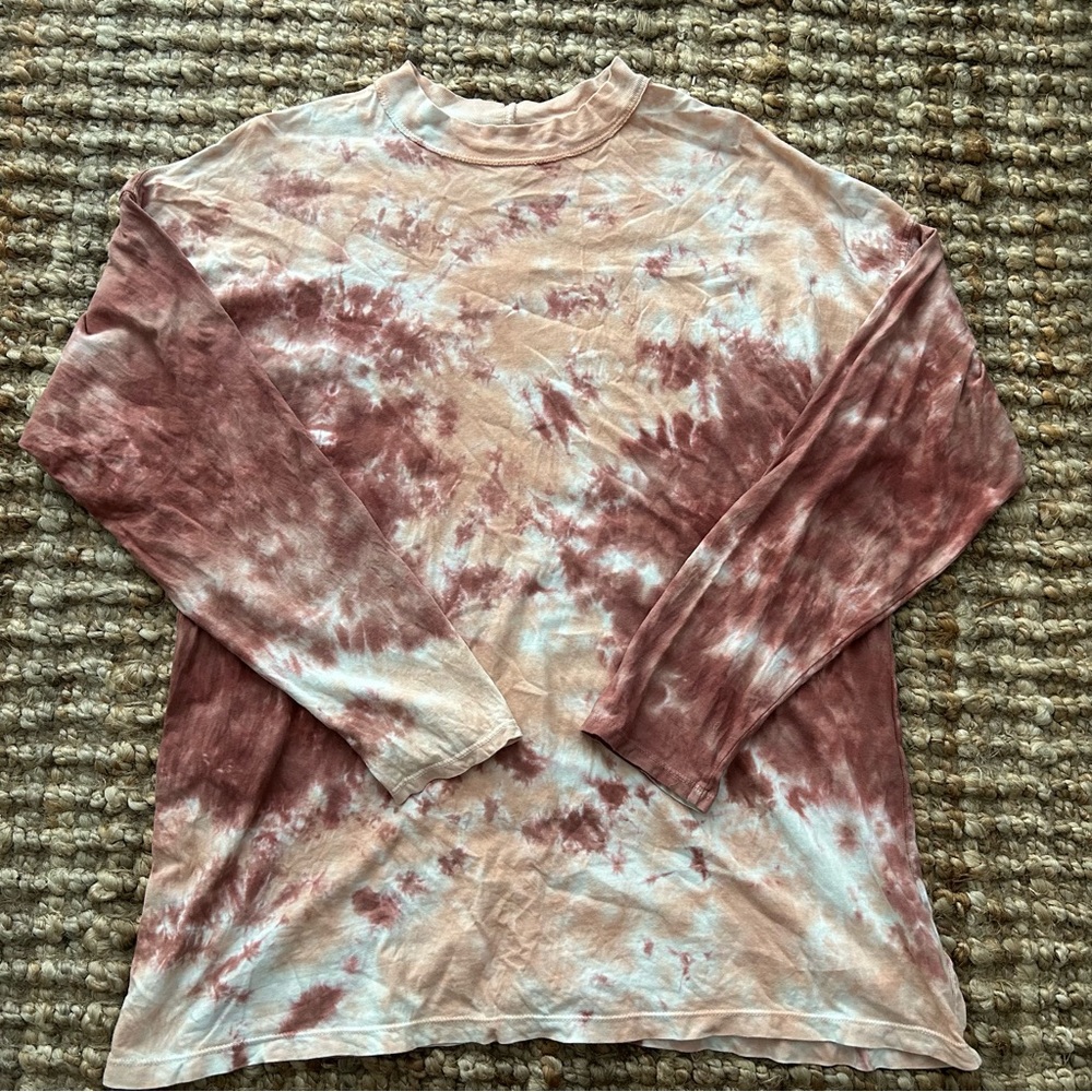 We The Free Peach and Cream Tie Dye Long Sleeve Top-size small